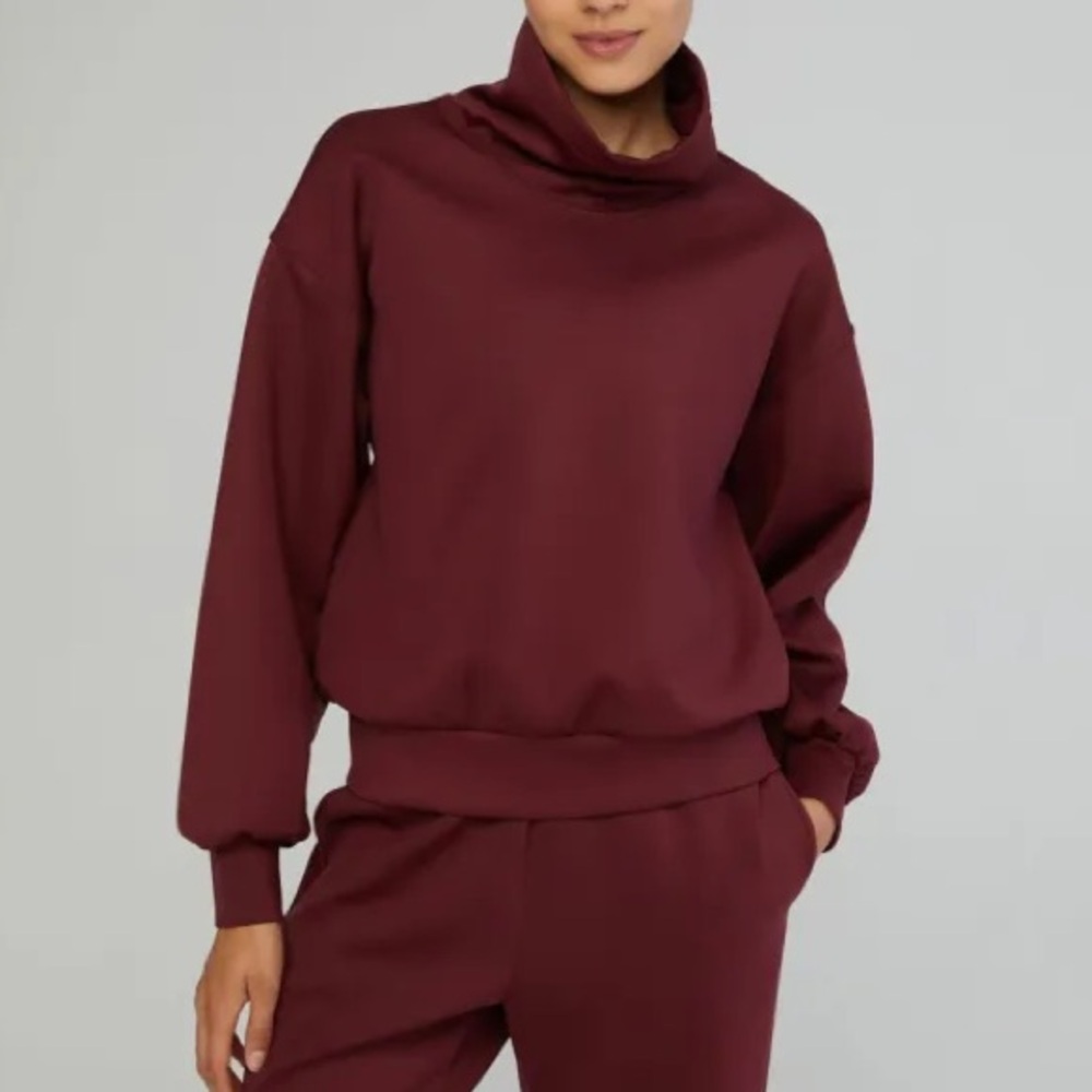 New IVL Collective Cowl Top in Windsor Wine Maroon Merlot Pullover oversized XS